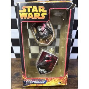 Star Wars 2005 Kurt Adler Hand Crafted Glass Holiday Ornament Set, Vader / Sith